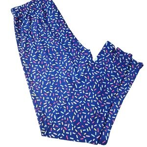 SweetLegs‎ Plus Leggings Navy Blue Multicolor Sprinkle Star Print Soft Stretch